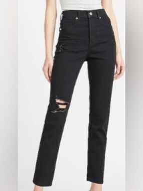 Express black distressed jeans slim super high rise. Women’s size 14 Short